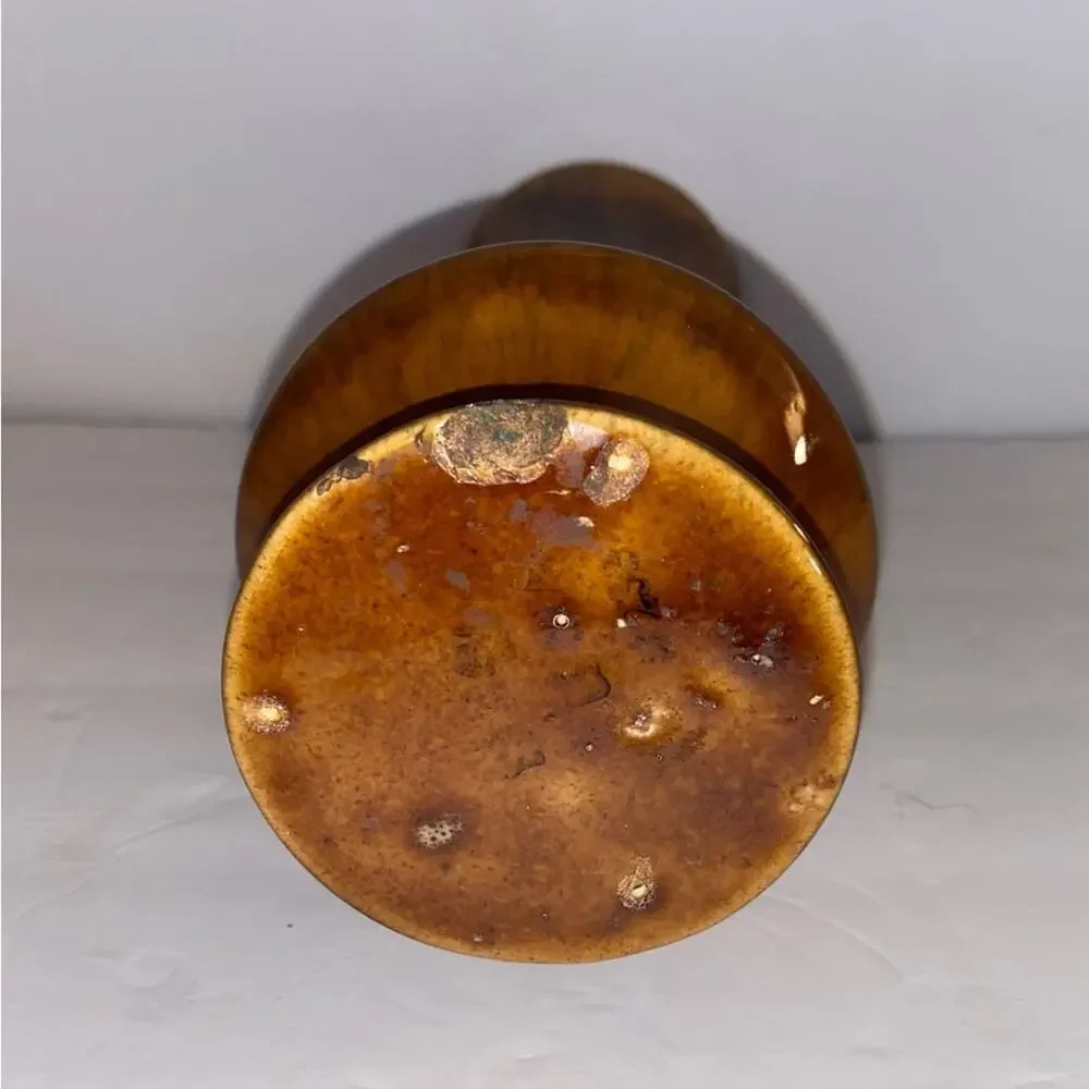 Vtg MCM Haeger Mottled Brown 9” vase MCM #233 Marked Old Chip on bottom